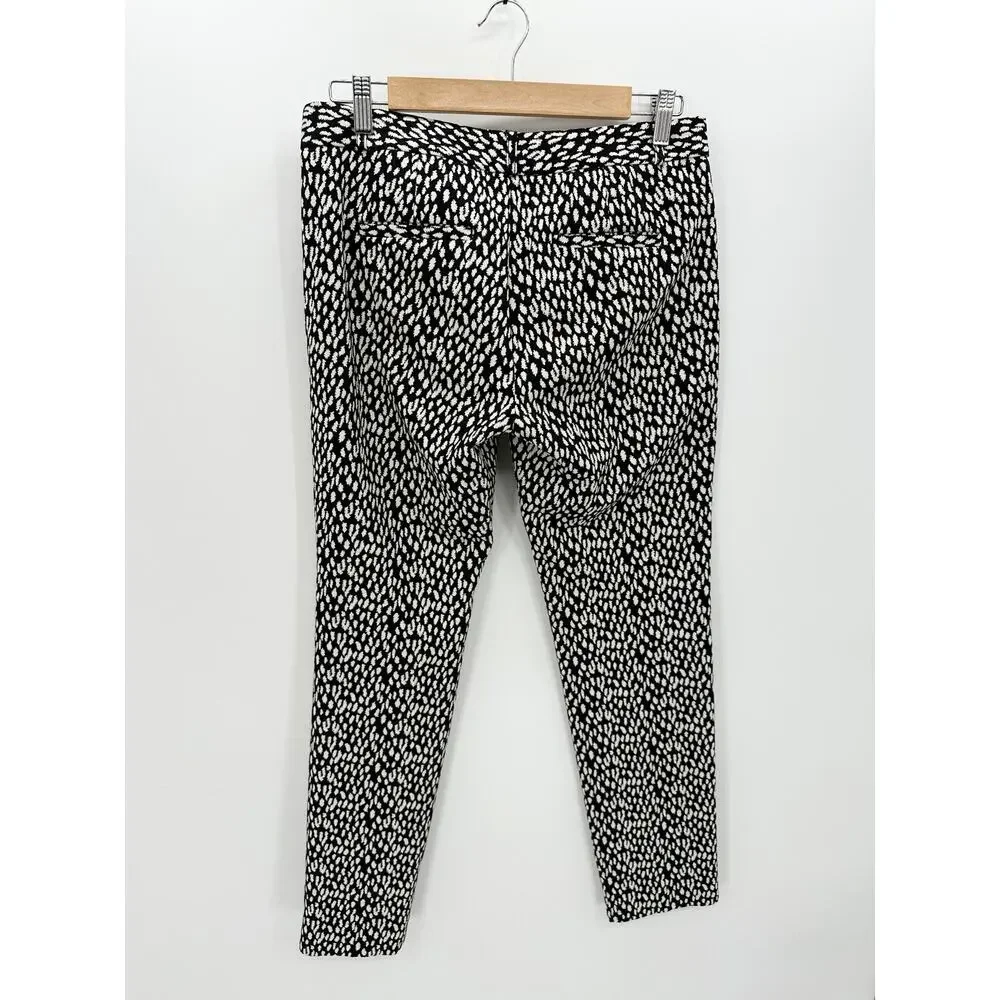 Banana Republic Dress Pants Women 2‎ Black White Polka Dot Trousers Polyester